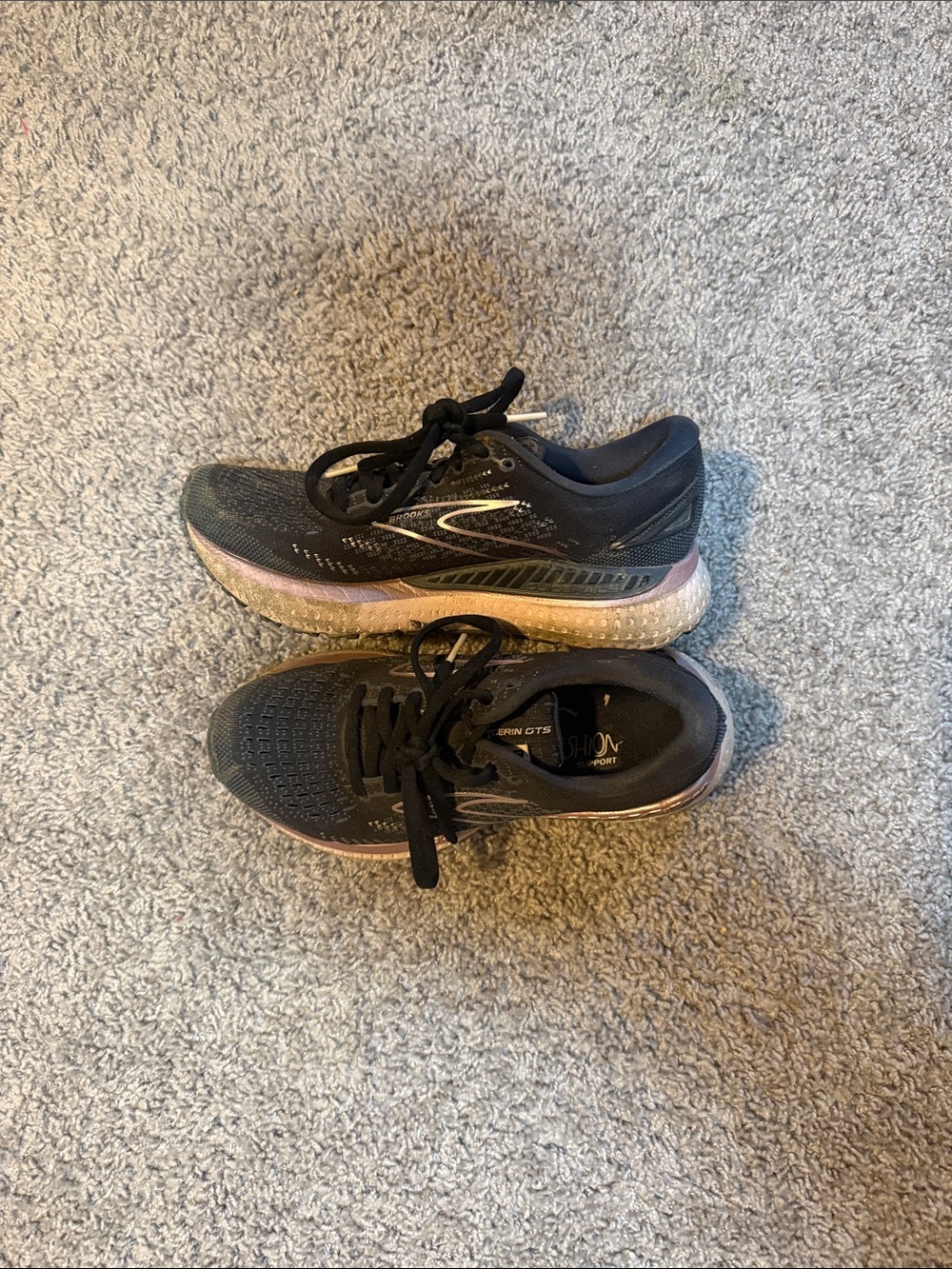 Brooks Black Running Shoes with Pink-Gold Gradient Midsole